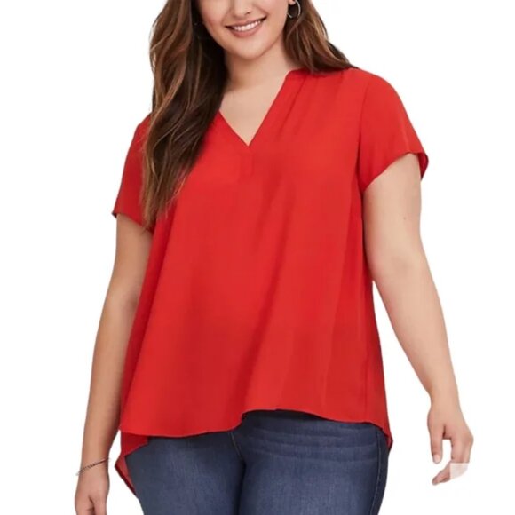 Torrid Georgette Hi-Low Short Sleeve Blouse - Picture 1 of 6
